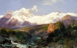 Thomas Moran, The Teton Range, Painting on canvas