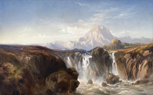 Thomas Moran, The Waterfall, Painting on canvas