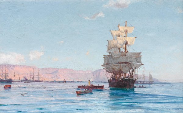 Port of Iquique, Chile, 1903. The painting by Thomas Somerscales