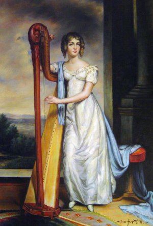 Thomas Sully, Lady With A Harp, Painting on canvas