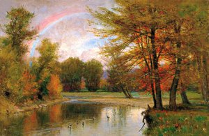 Thomas Worthington Whittredge, A Rainbow in Autumn, Catskills, Painting on canvas
