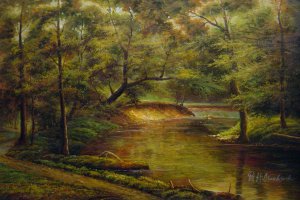Thomas Worthington Whittredge, A Woodland Interior, Painting on canvas
