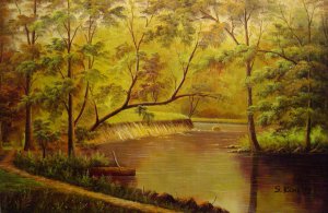 Thomas Worthington Whittredge, Woodland Interior, Painting on canvas