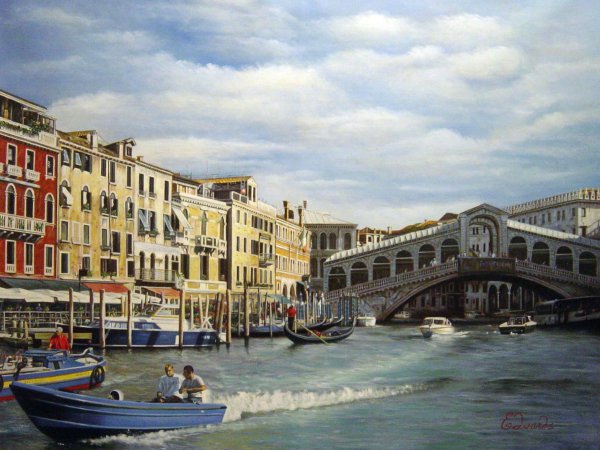 Travelling By Water In Venice. The painting by Our Originals