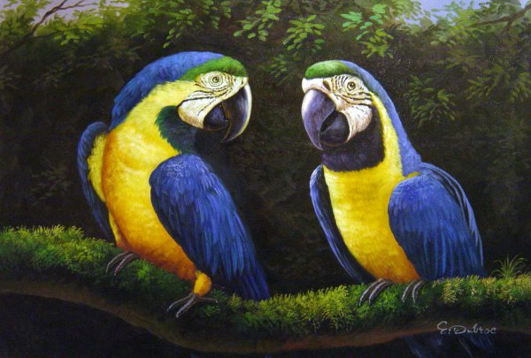 Two Parrots Chatting Away. The painting by Our Originals