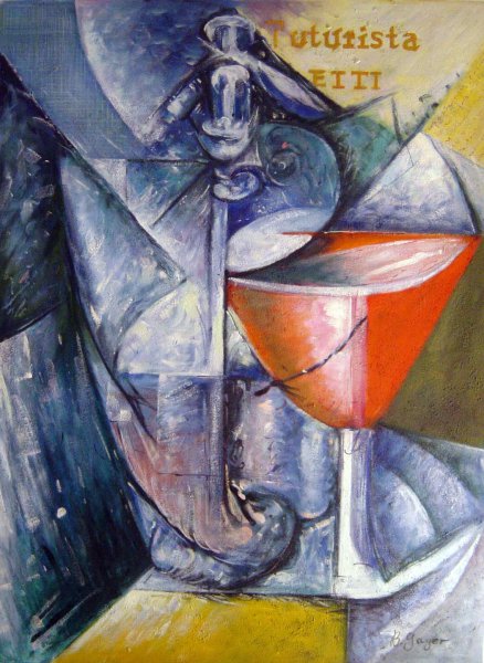 Still Life With Glass And Siphon. The painting by Umberto Boccioni