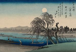 Utagawa Hiroshige, Autumn Moon on the Tama River, Painting on canvas