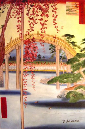 Utagawa Hiroshige, Inside Kameido-Tenjin Shrine, Painting on canvas