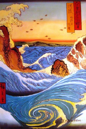 Utagawa Hiroshige, Navaro Rapids, Painting on canvas