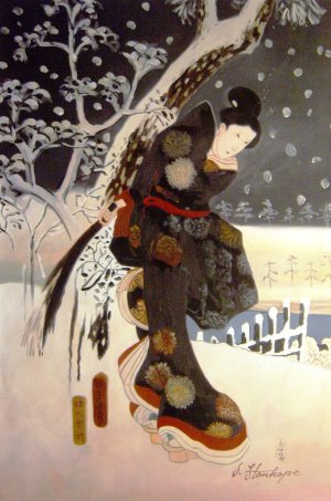 Utagawa Hiroshige, Snow Scene In the Garden Of A Daimyo, Art Reproduction
