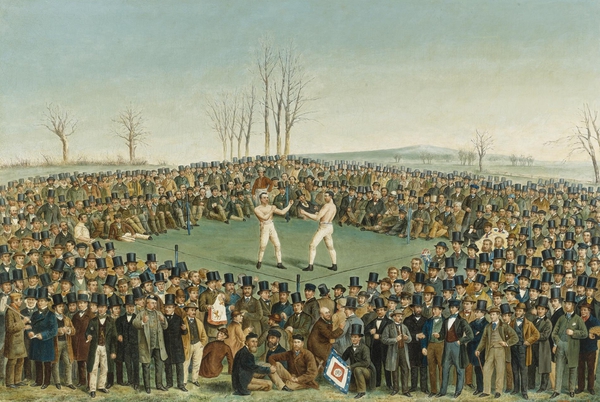 The International Contest Between Heenan and Sayers at Farnborough. The painting by Victor Dubreuil