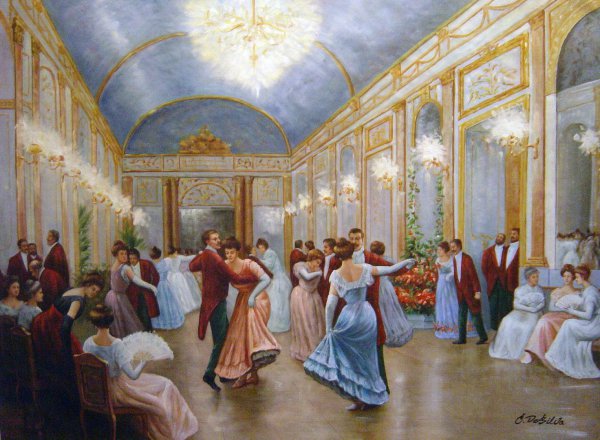 An Elegant Soiree. The painting by Victor Gabriel Gilbert