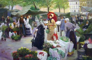 Victor Gabriel Gilbert, Market Of Flowers, Art Reproduction