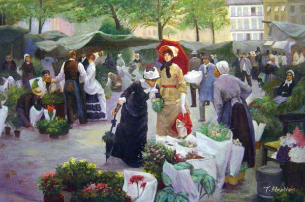 Market Of Flowers. The painting by Victor Gabriel Gilbert