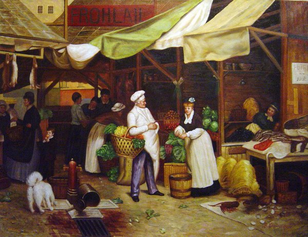 The Maubeuge Market. The painting by Victor Gabriel Gilbert