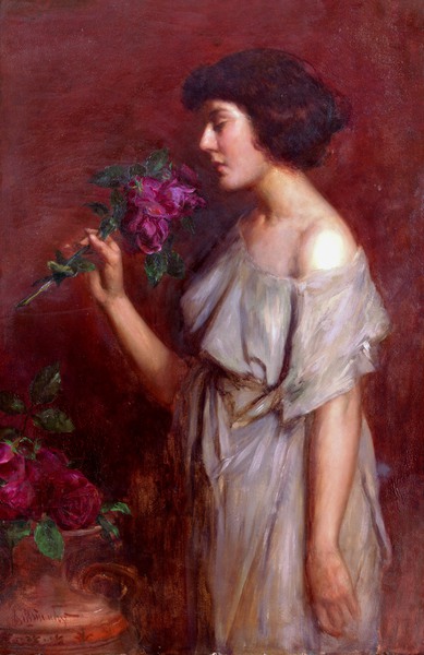 Portrait of a Woman with a Rose. The painting by Viktor Shtemberg