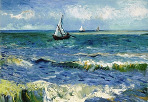 A Seascape near Les Saintes-Maries-de-la-Mer, Vincent Van Gogh, Art Paintings