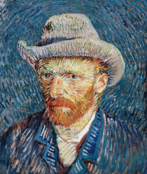 A Self-Portrait with Grey Felt Hat. The painting by Vincent Van Gogh