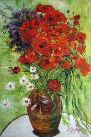 A Vase With Daisies And Poppies, Vincent Van Gogh, Art Paintings