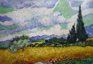 A Wheat Field with Cypresses Art Reproduction