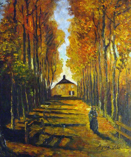 Avenue of Poplars At Sunset. The painting by Vincent Van Gogh