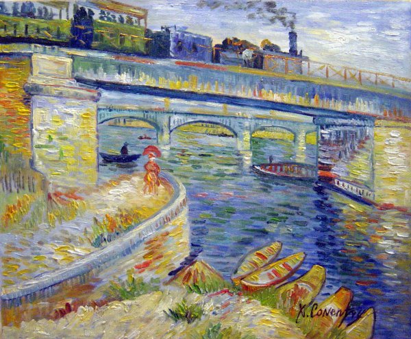 Bridges Across The Seine At Asnieres. The painting by Vincent Van Gogh