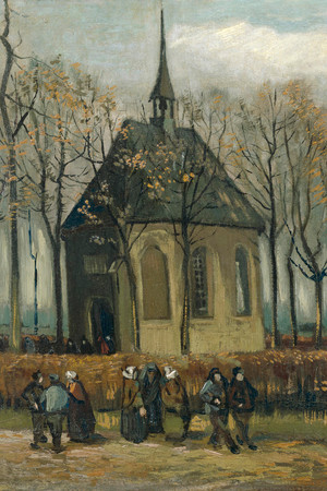 Vincent Van Gogh, Congregation Leaving the Reformed Church in Nuenen, Painting on canvas