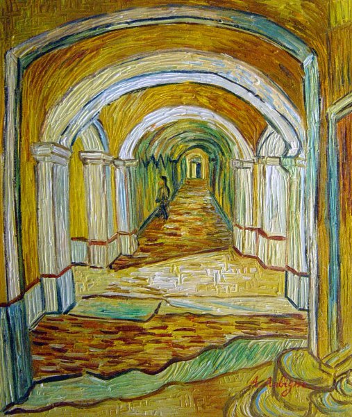 Corridor In The Asylum. The painting by Vincent Van Gogh