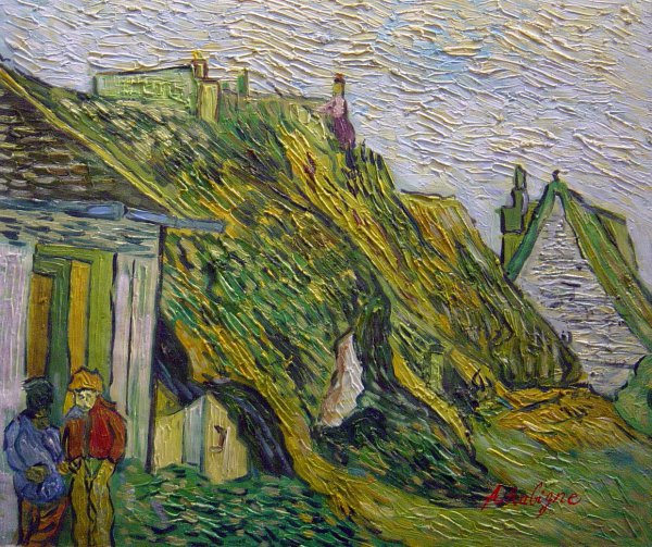 Cottages At Chaponval. The painting by Vincent Van Gogh