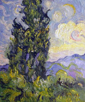 Vincent Van Gogh, Cypresses, Painting on canvas