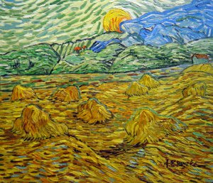 Reproduction oil paintings - Vincent Van Gogh - Evening Landscape With Rising Moon