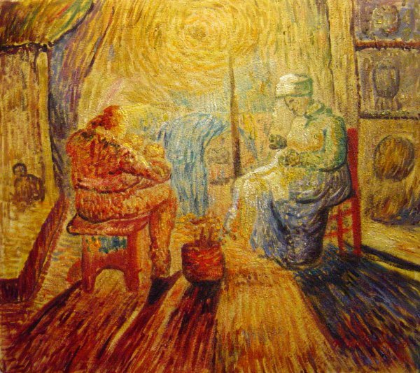 Evening, The Watch (After Millet). The painting by Vincent Van Gogh