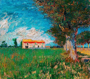 Vincent Van Gogh, Farmhouse in a Wheatfield, Painting on canvas