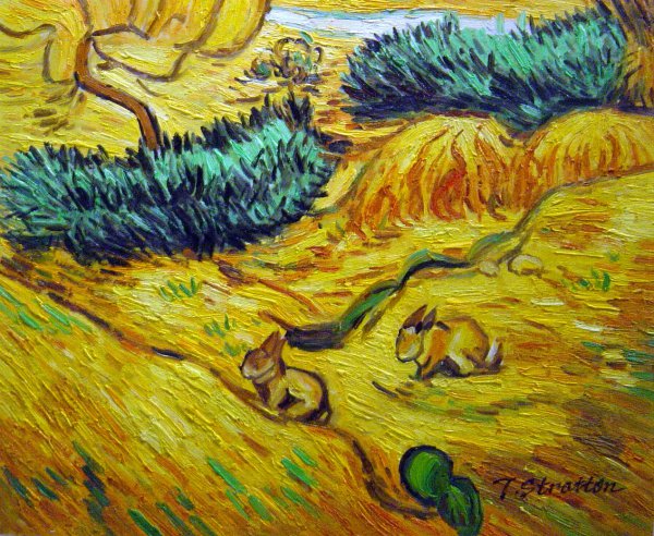 Field with Two Rabbits. The painting by Vincent Van Gogh