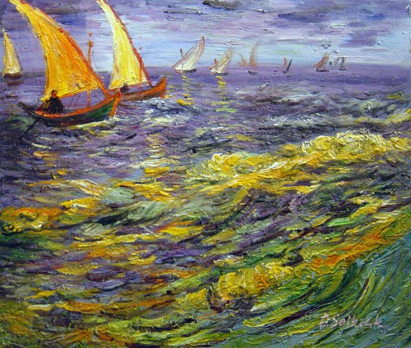 Fishing Boats At Saintes Maries. The painting by Vincent Van Gogh