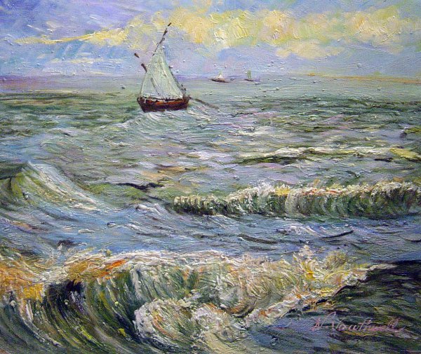 Fishing Boats Near Saintes-Maries. The painting by Vincent Van Gogh