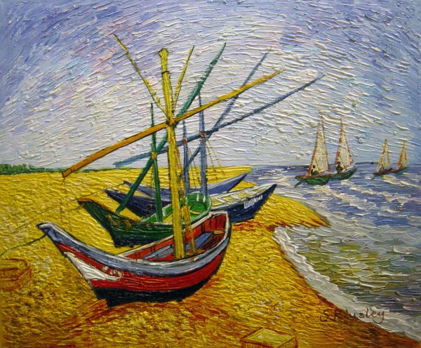 Fishing Boats on the Beach. The painting by Vincent Van Gogh