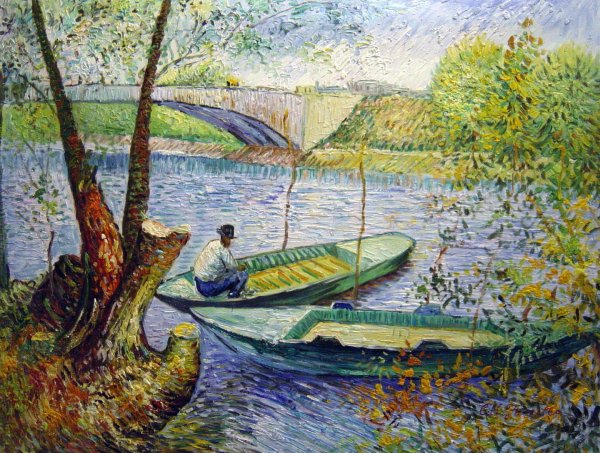 Fishing In The Spring, Pont de Clichy. The painting by Vincent Van Gogh