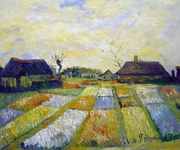 Flower Beds In Holland (Bulb Field). The painting by Vincent Van Gogh