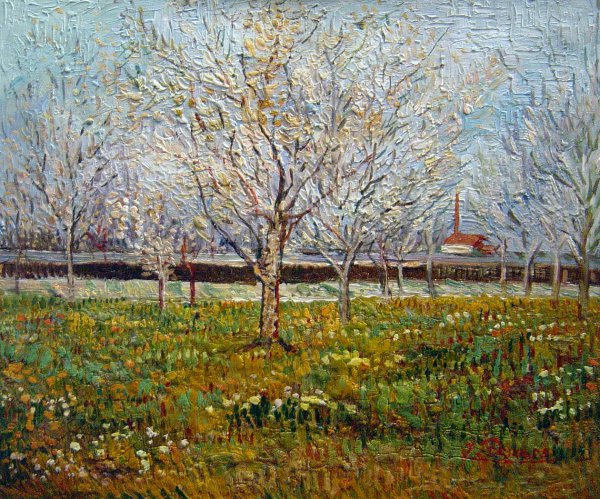 Flowering Plum Trees. The painting by Vincent Van Gogh