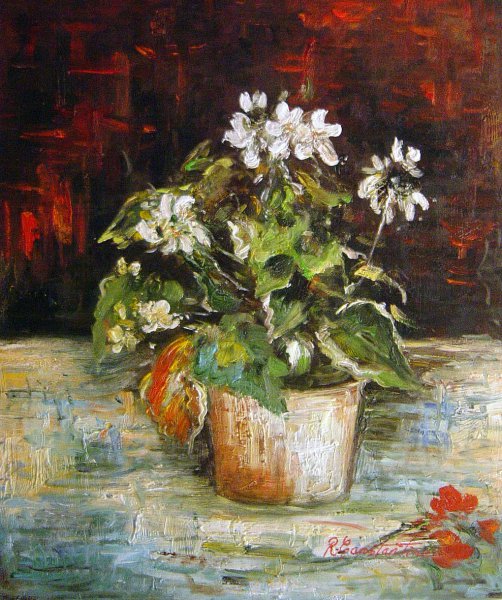 Geranium In A Flowerpot. The painting by Vincent Van Gogh