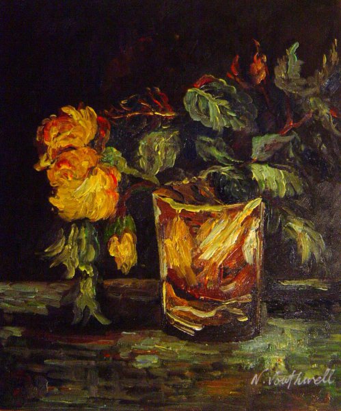 Glass With Roses. The painting by Vincent Van Gogh