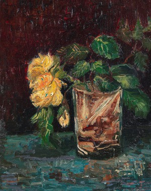 Glass with Yellow Roses