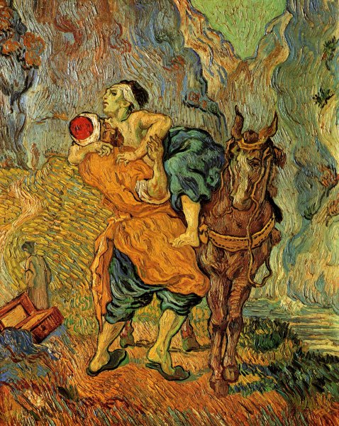 Good Samaritan, after Delacroix. The painting by Vincent Van Gogh