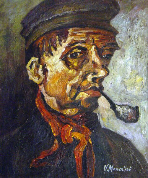 Head Of A Peasant With A Pipe. The painting by Vincent Van Gogh