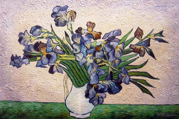 Irises In A Vase. The painting by Vincent Van Gogh