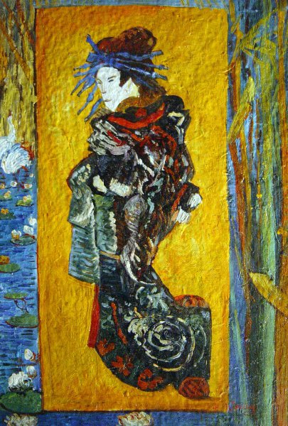 Japonaiserie-Oiran. The painting by Vincent Van Gogh