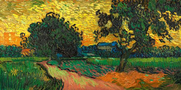 Landscape at Twilight. The painting by Vincent Van Gogh