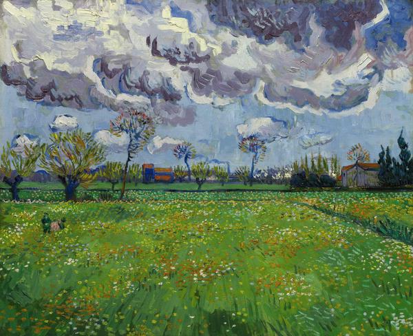Landscape Under A Stormy Sky 2. The painting by Vincent Van Gogh