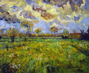 Landscape Under A Stormy Sky, Vincent Van Gogh, Art Paintings